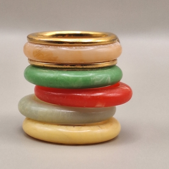 Vintage Avon Color Go Round Interchangeable Lucite Band Ring Full Set –Sz 7- 70s - Picture 16 of 16